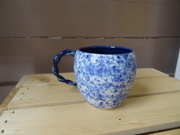 koffie kop blauw gespikkeld 7,5cm