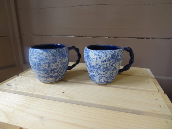 koffie kop blauw gespikkeld 7cm