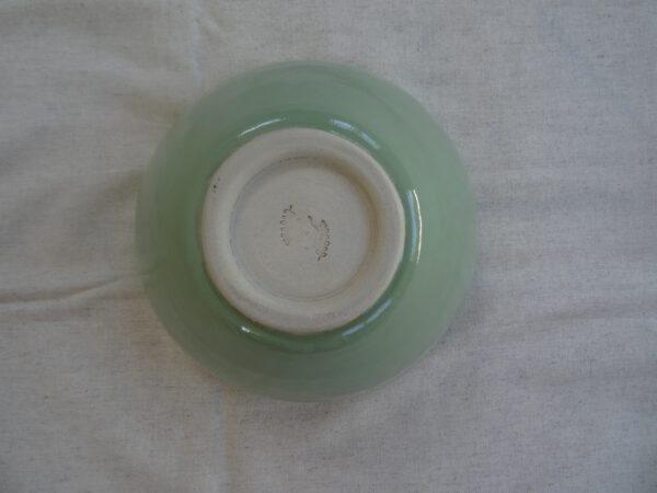 Grote lichtgroene schaal met sierlijke rand