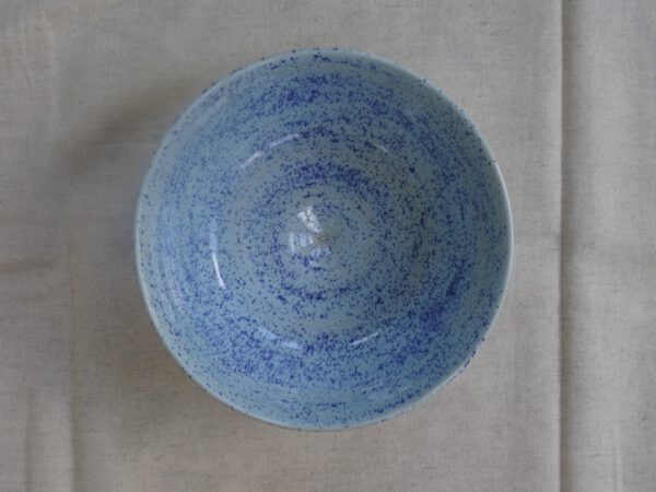 Schaal met lichtblauw spikkel glazuur