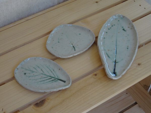 Botanisch schaaltje met echte bladafdruk